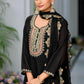 Anaita Black Premium Embroidered Chinon Readymade Salwar Suit (Free Size)