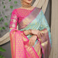 Jyoti Fashion Women's Sky Blue Kanjivaram Silk Zari Woven Saree with Blouse | Swadesiicart