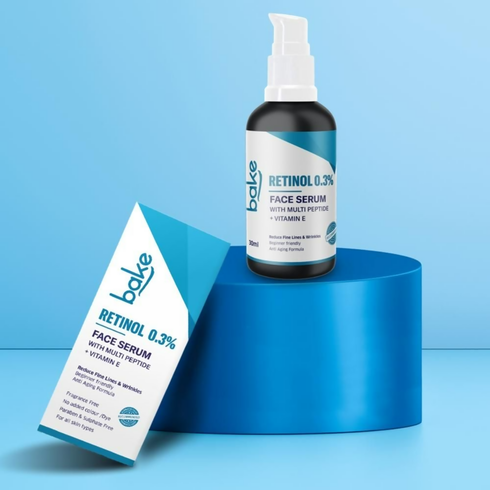Bake 0.3% Retinol Beginner Friendly Face Serum With 2% Multi Peptide & Vitamin E | Swadesiicart