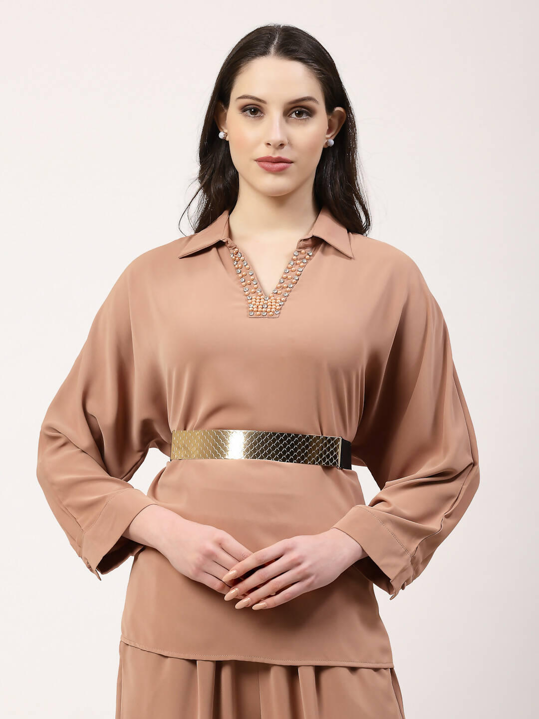 NVR Women Circular Gold-Polished Adjustable Broad Belt | Swadesiicart