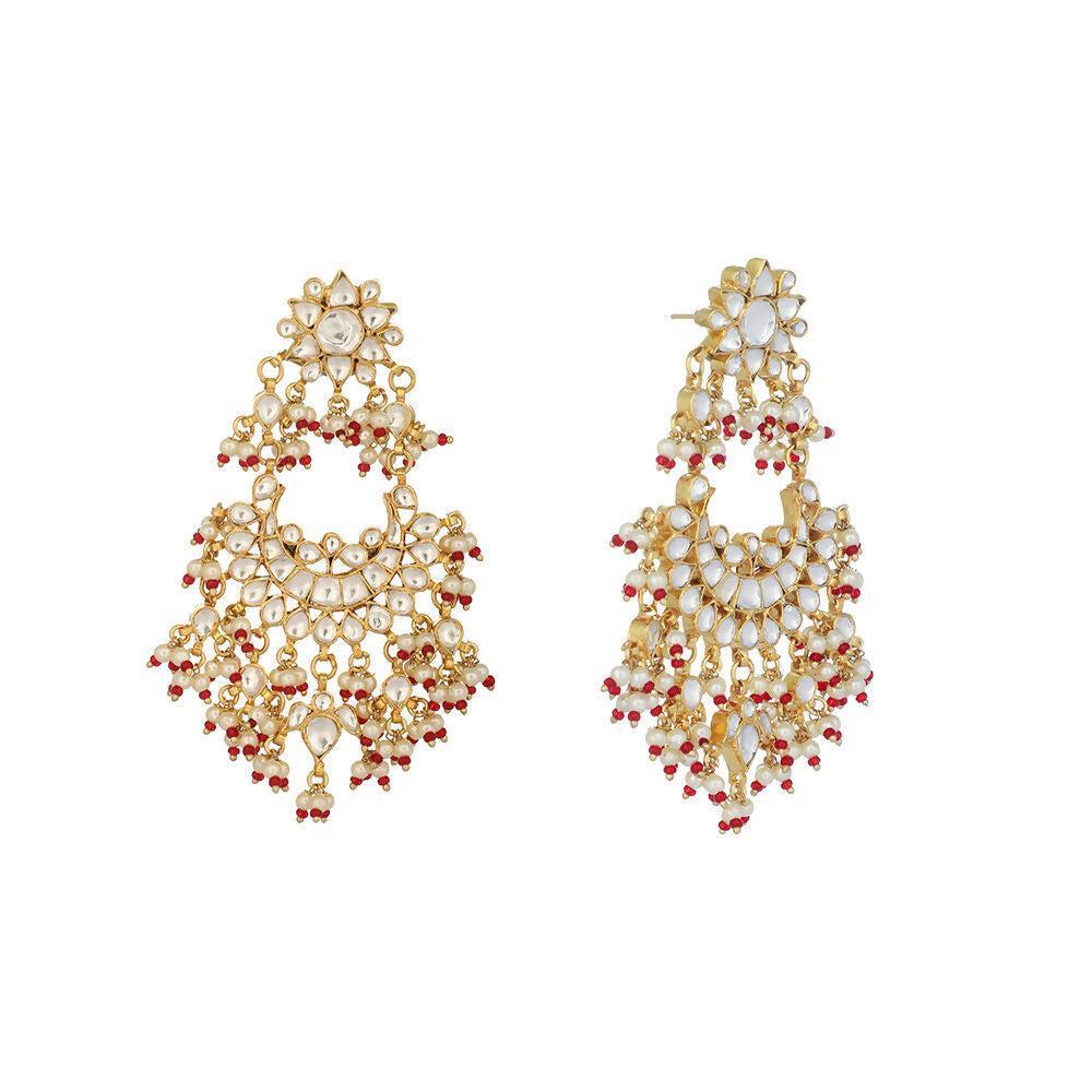 Nuyug 22K Gold Plated Pearl Empress Chandbali Earrings | Swadesiicart