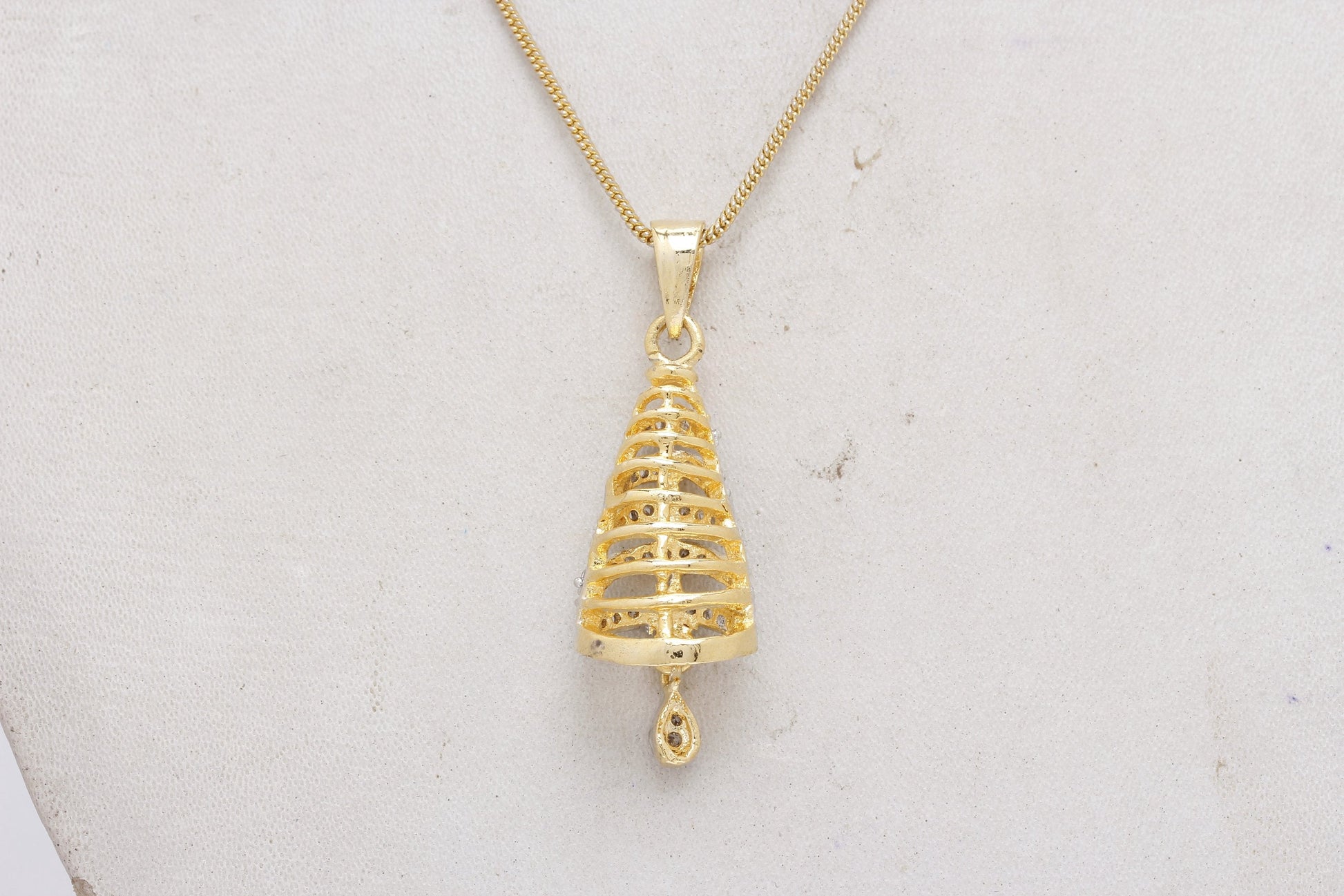 Gold-Polished Alloy Bell Shaped American Diamond Necklace Set - The Pari - Swadesiicart