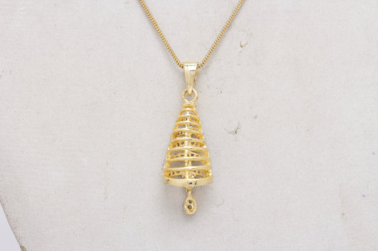 Gold-Polished Alloy Bell Shaped American Diamond Necklace Set - The Pari - Swadesiicart
