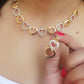 Gold-Polished Alloy Heart Shape Ad Choker Necklace Set - The Pari | Swadesiicart
