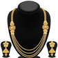 Gold-Polished Alloy Long Layered Golden Necklace Set - The Pari