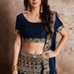 Jyoti Fashion Mesmerizing Navy Blue Sequins Embroidered Velvet Lehenga Choli with Dupatta | Swadesiicart