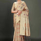 Beige Soft Organza Woven Design Saree With Unstitched Blouse Piece - Zaara