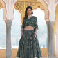 Lorenvalley Green Pure Viscose Jacquard With Embroidered Sequins work Lehenga Choli | Swadesiicart