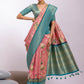 Vishnu Weaves Women's Pink Tissue Silk Zari Woven Saree with Blouse - Swadesiicart