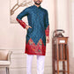 Anaita Teal Dola Silk Straight Kurta With Foil Work