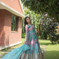 Jyoti Fashion Women's Sky Blue Russian Silk Digital Print with Embroidered Anarkali Dress with Dupatta | Swadesiicart