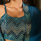 Janasya Teal Blue Georgette Embroidered Top Bottom Cape | Swadesiicart