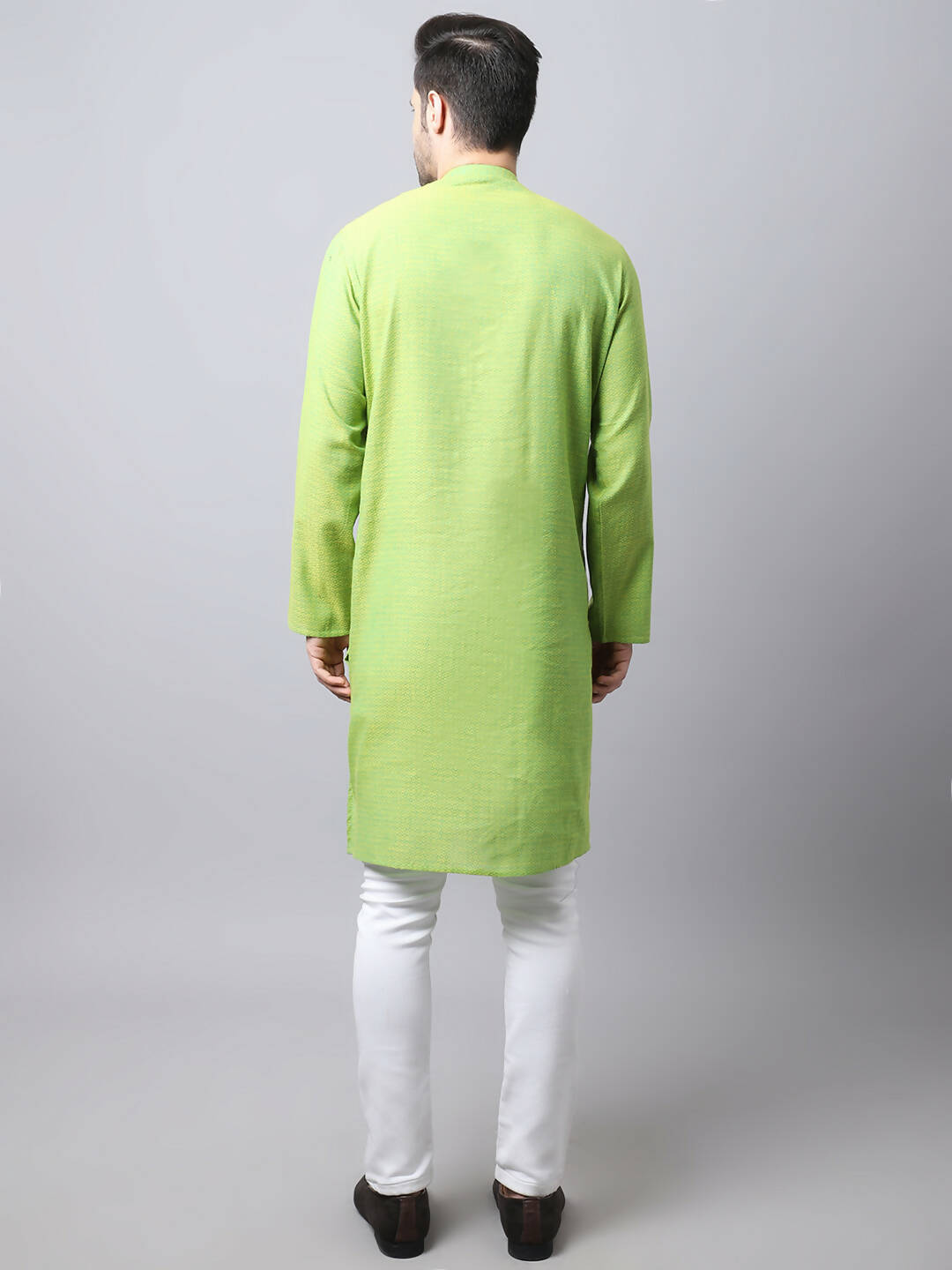 Even Apparels Green Pure Cotton Men's Kurta With Side Placket (SLD1193) | Swadesiicart