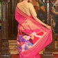 Very Much Indian Handloom Pure Cotton Paithani Radhakrishna Pallu-Rani Pink | Swadesiicart