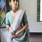 Vishnu Weaves Women's Navy-Blue Muga Cotton Saree with Blouse - Swadesiicart