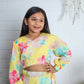 Aayaa Designer Printed Chinon Crochet Sequance Kids Lehenga Choli - Yellow