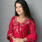 Anaita Red Crape Readymade Kurti Set with Beads Sequence Work