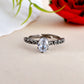 VOJ white CZ-detail Stainless Steel Cubic Zirconia Rhodium Plated Adjustable Finger Ring | Swadesiicart