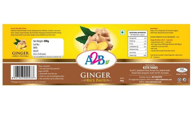 A2B - Adyar Ananda Bhavan Ginger Rice Paste - Swadesiicart