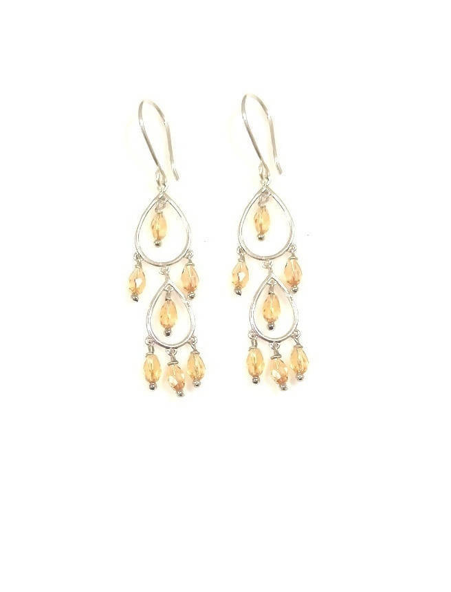 Bling Accessories Light Color Topaz Crystal Stone Earrings | Swadesiicart