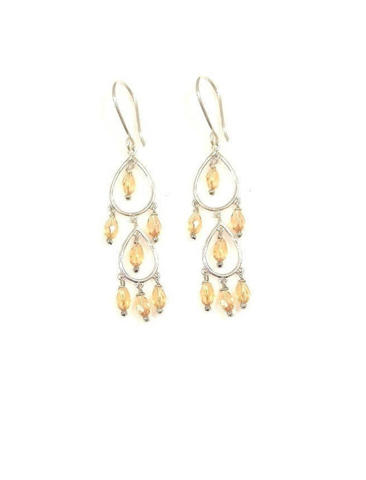 Bling Accessories Light Color Topaz Crystal Stone Earrings | Swadesiicart