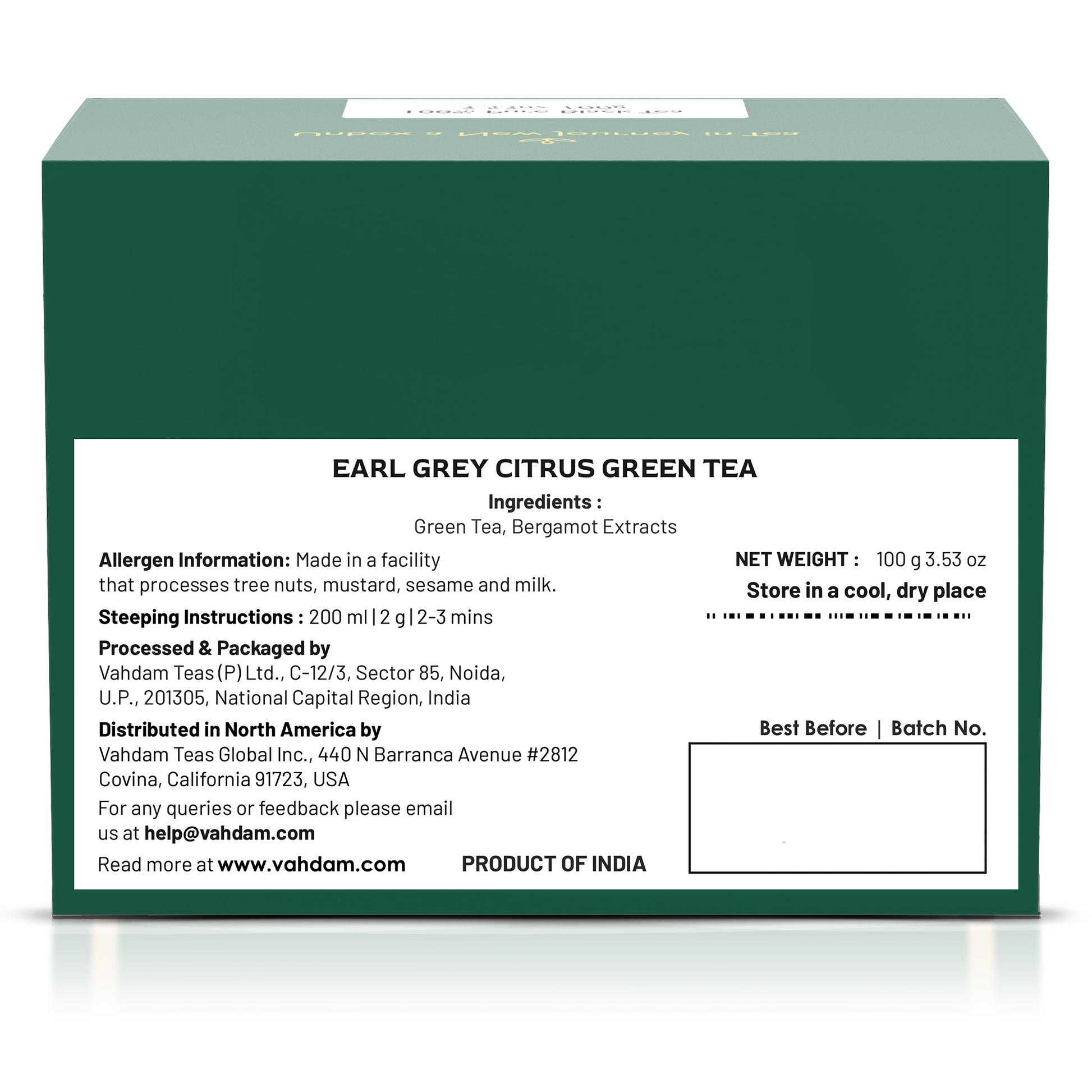 Earl Grey Citrus Green Tea, 3.53 oz