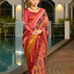 Vishnu Weaves Women's Mustard Banarasi Silk Patola Printed Saree with Blouse - Swadesiicart