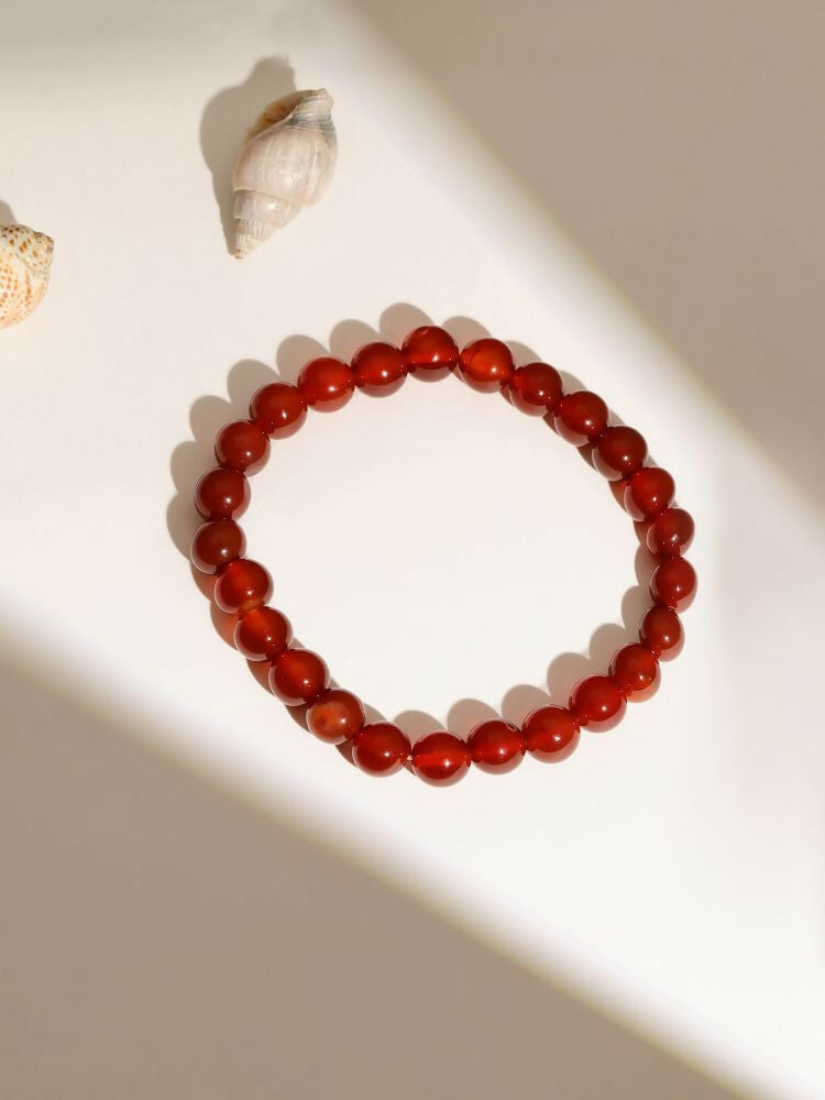 Red Carnelian Onyx Crystal Beads Bracelet - Ruby Raang | Swadesiicart