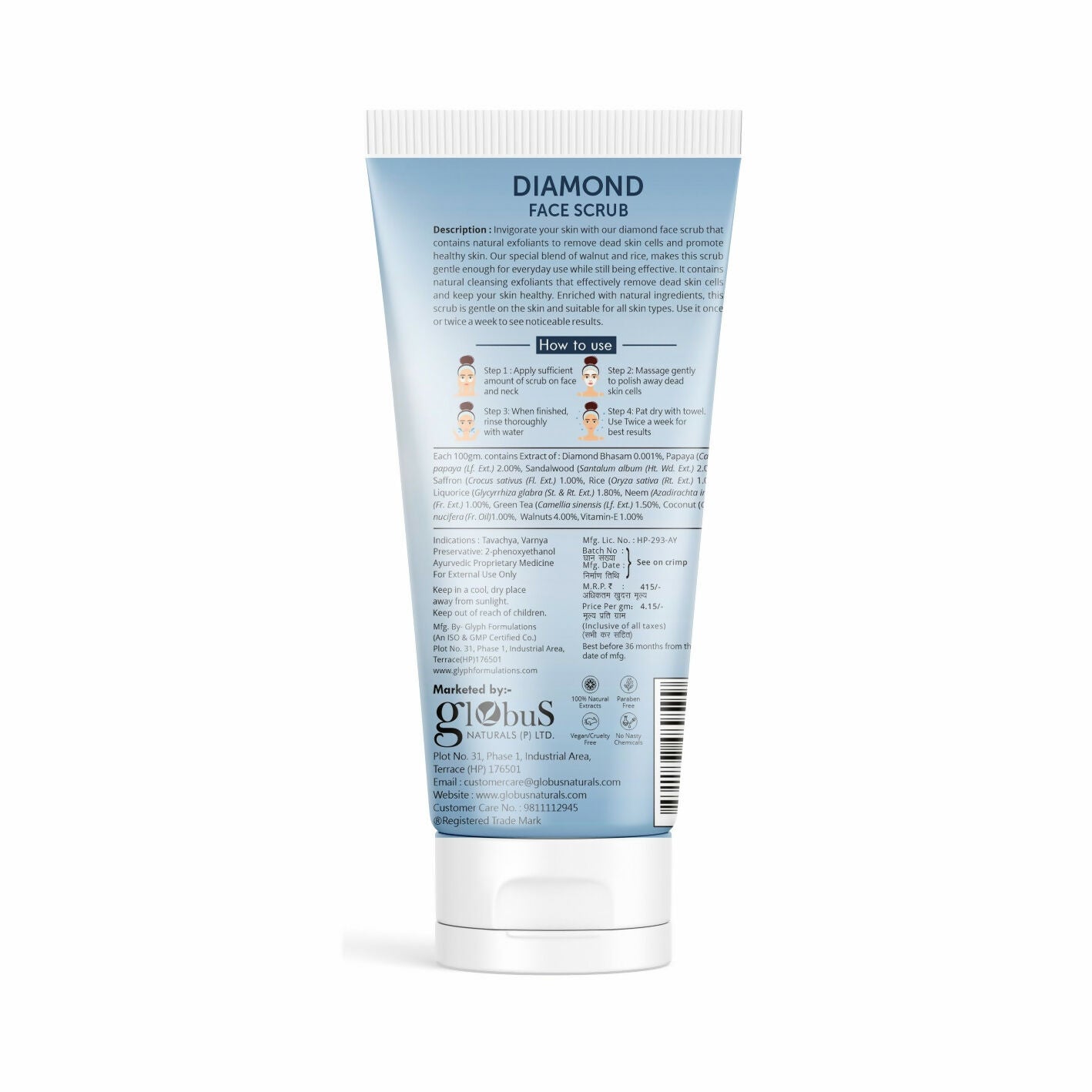 Globus Naturals Revival Diamond Face Scrub, Suitable For All Skin Types | Swadesiicart