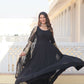 Jyoti Fashion Women's Black Faux Blooming Sequins Zari Embroidered Anarkali Dress with Dupatta | Swadesiicart