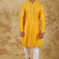 Bluesaanchi Men's Handloom Embroidered Yellow Kurta Set | Swadesiicart