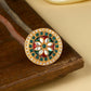 NVR Women's Traditional Kundan Meenakari Gold-Polished Ajustable Finger Ring | Swadesiicart