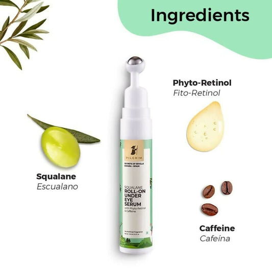Pilgrim Roll-on Under Eye Cream Massage Roller To Reduce Dark Circles, Puffiness, and Fine Lines - Swadesiicart