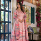 Partywear Designe rPeach Dola Silk Anarkali suit with Dupatta - Samyukta - Swadesiicart