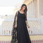 Jyoti Fashion Women's Black Faux Blooming Sequins Zari Embroidered Anarkali Dress with Dupatta | Swadesiicart