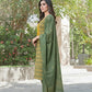 BulBul Aaliya Green Elegance Cotton Kurta Set with Embroidered Organza Dupatta - Swadesiicart
