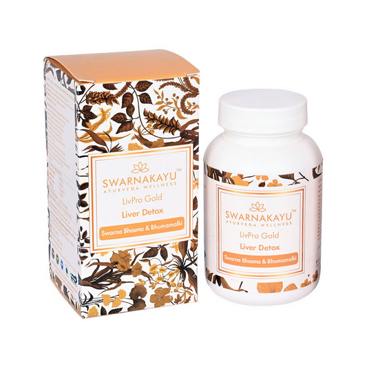Swarnakayu LiverPro Gold Liver Detox Tablets With Swarna Bhasma & Bhumamalki - Swadesiicart