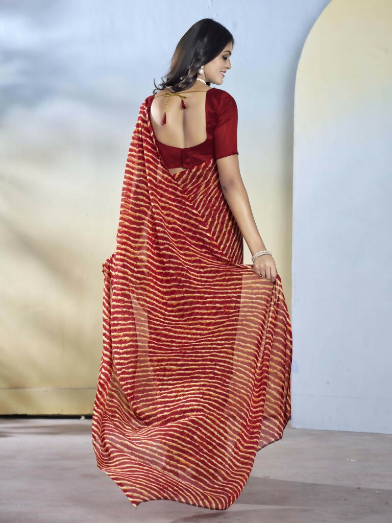 Maroon Georgette Designer Printed Ready to Wear Saree - Samyana | Swadesiicart
