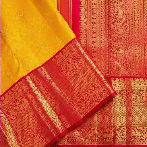 DEIANA'S Beautiful Designer Golden zari Soft Lichi Silk Saree - Yellow - Swadesiicart