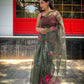 Vamsee Brijbala Green Organza Saree - Swadesiicart