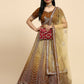 Brown Fancy Net Sequence Embroidered Lehenga Choli with Dupatta - Dhara | Swadesiicart