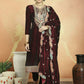 Jyoti Fashion Women's Maroon Velvet Cording with Resham Thread & Sequin Kurta with Trouser & Dupatta | Swadesiicart