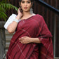 Beatitude Maroon Khadi Ghicha Stripes Saree