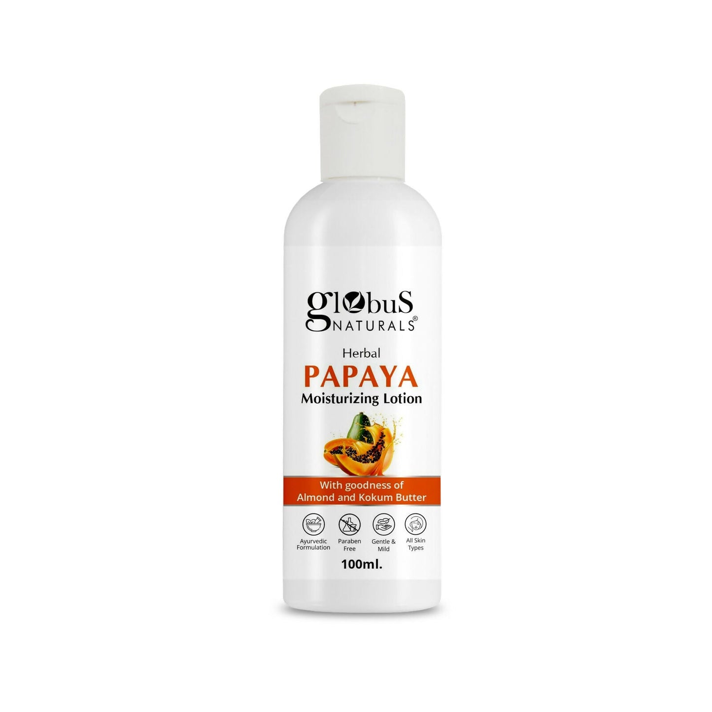 Globus Naturals Herbal Papaya Moisturizing Body Lotion For Nourishment, Glowing & Youthful Skin, All Skin Types | Swadesiicart