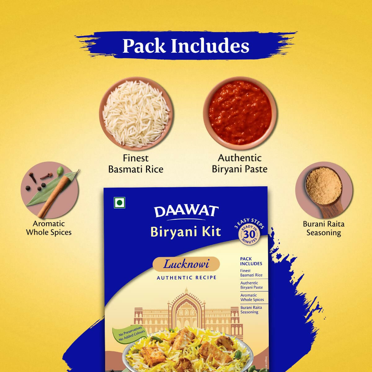 Daawat Biryani Kit Lucknowi - Authentic Recipe - Swadesiicart