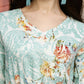 Aqua Blue Rayon Paisley & Floral Printed Top with Matching Bottom - Eesha - Swadesiicart