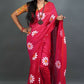 Exclusive Collection Red Pure Cotton Saree With Sunflower Design - Swadesiicart