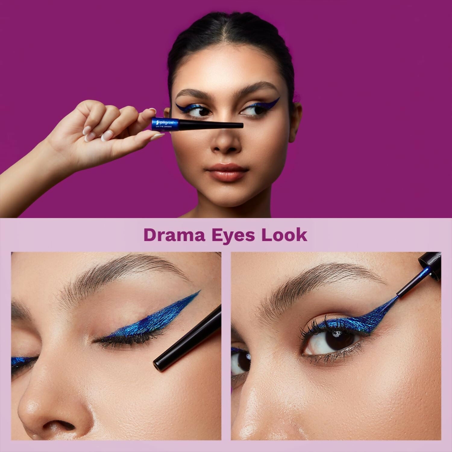Pilgrim Metallic Eyeliner Blue Rebel, Long Lasting & Smudge Proof Enriched With Argan Oil - Swadesiicart