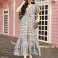 Green Rayon Foil Printed Long Dress - Michan | Swadesiicart