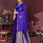 Joban Fashion Indigo Blue Floral Banarasi Silk Sarees | Swadesiicart